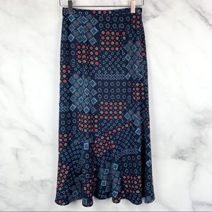Vintage Sag Harbor Hi-Rise Boho Ruffle Midi Skirt